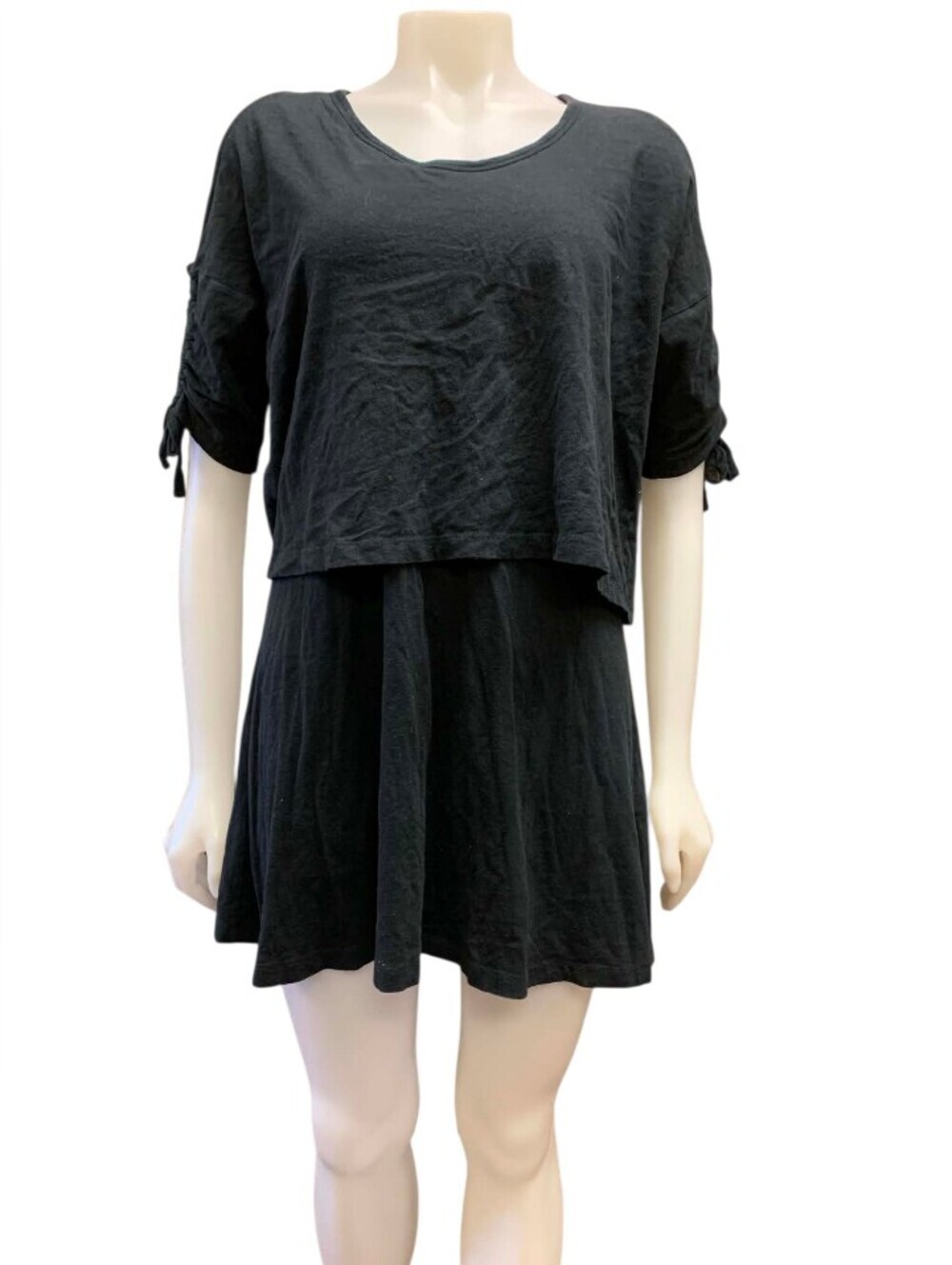 All Saints ‘Harper’ EUC Cold Shoulder Tiered Black Mini Dress, Size Small